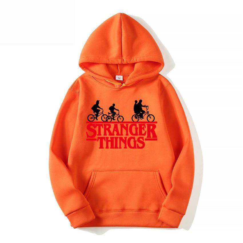 Толстовка с капюшоном и принтом Stranger Things, на флисовой подкладке