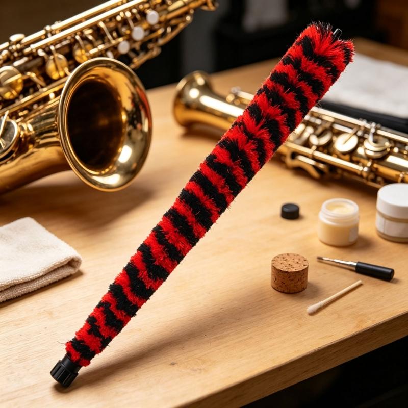 Saxophone Interior Cleaning Brush 51.8 cm Long Soft Fiber Bore Brush with Protective End Caps for After Practice Moisture and Dust Care Needs