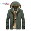 Cozy Up Men'S Winter Hooded Windproof Solid Long Sleeve Soft Coat Shell Jacket