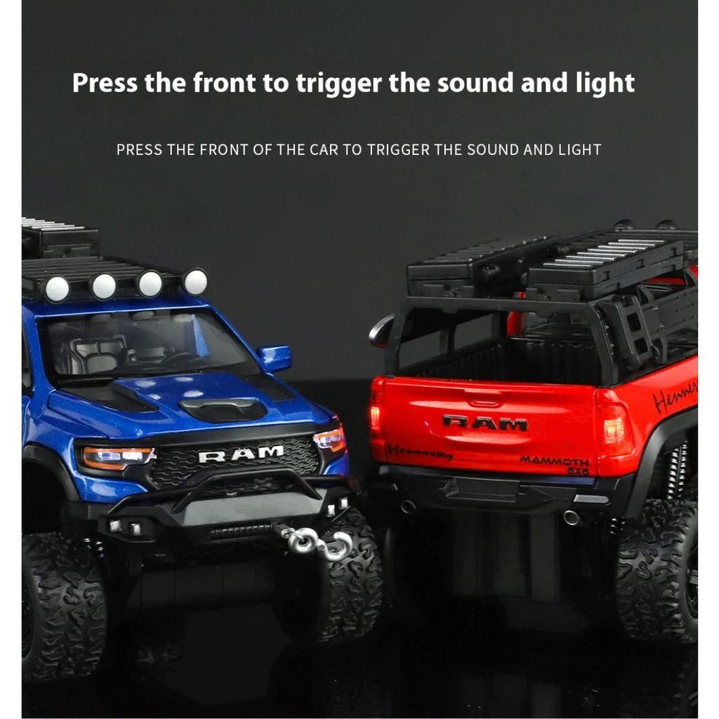 1/32 Dodge Mammoth 1000 6*6 TRX RAM Hennessey Внедорожный Пикап Внедорожник Сплав Литой Модель Автомобиля Детские Игрушки Коллекционные Подарок Мальчику
