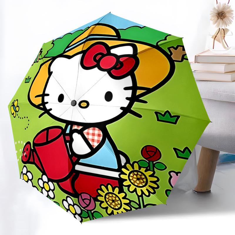 1pc Hello Kitty Automatic Opening/Closing Umbrella with Foldable Design, Outdoor for Fans, Travelers, Everyday Use, Festive Gift (Sunflowers).N062