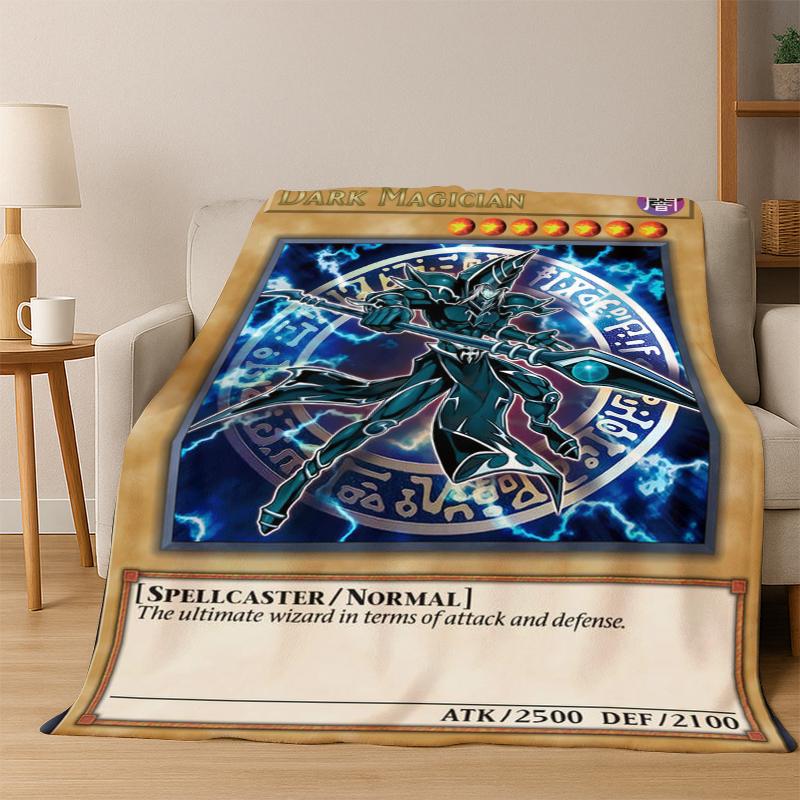 Anime Yu-Gi-Oh Monster Card Cartoon Flannel Blanket Soft Warm Blanket Throw Blanket for Bedroom Living Room Bed Picnic Kid