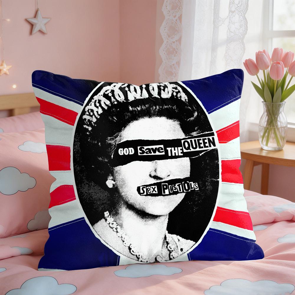 Sex PPistols Rock Cushion Cover Square Short Plush Pillow Case Living Room Sofa Home Decor Funda X