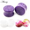 Alisouy 1PC White Purple Red Natural Stone Flared Ear Tunnel Plug Flesh Stretcher Expander Gauges Earrings Piercing Body Jewelry