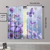 2pc    Window Curtains butterfly pattern Versatile Polyester  Without Electricity Versatile Use for College dormitory decoration