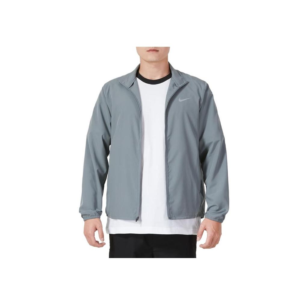 Nike Dri-Fit Однотонный логотип Быстросохнущая дышащая ветрозащитная спортивная повседневная куртка с воротником-стойкой Мужские куртки Дымчато-серые FB7500-084