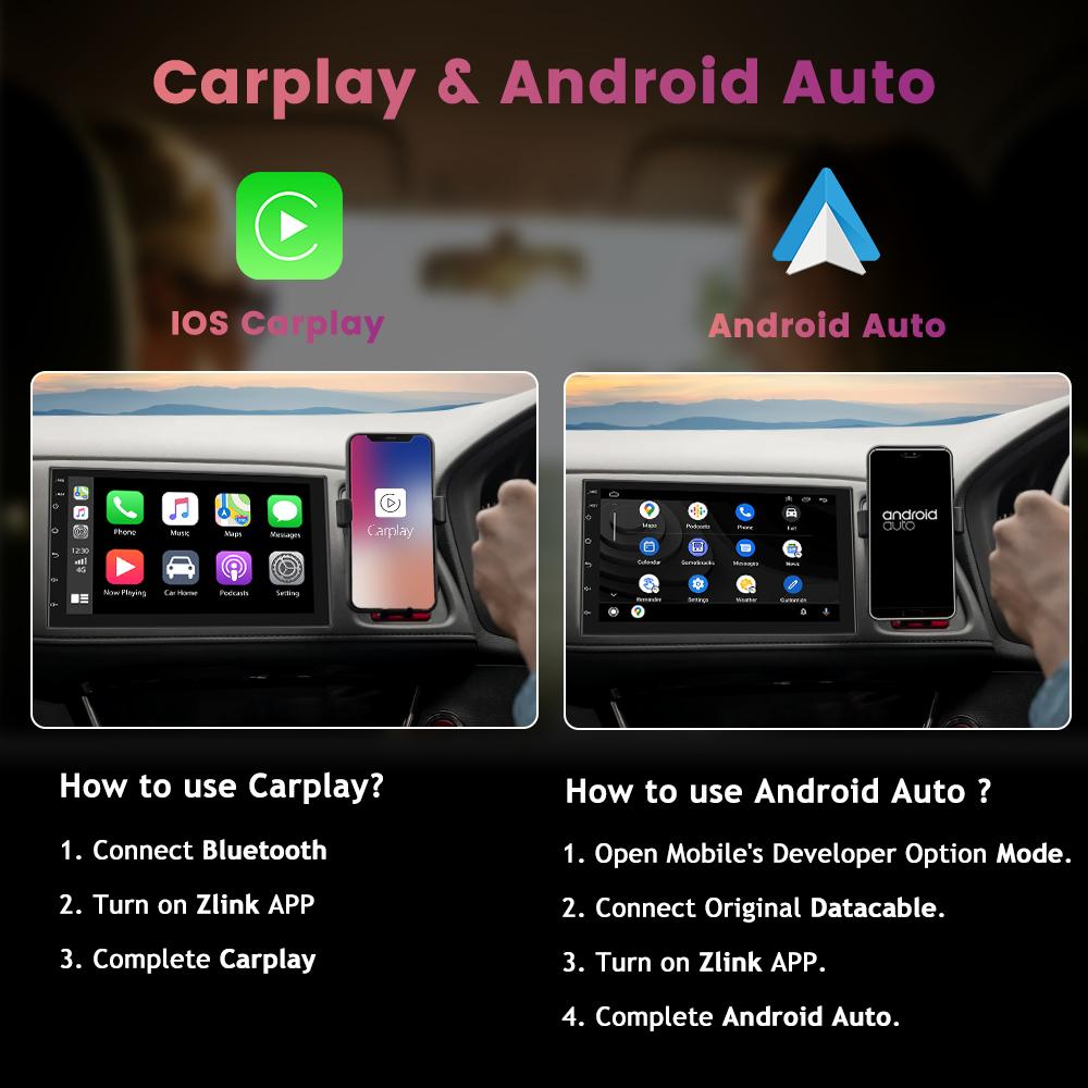 Podofo Универсальный автомобильный радиоприемник 1 + 16G 2 Din 7 дюймов Android 11 с Carplay Android Auto GPS Wi-Fi Hi-Fi Bluetooth FM RDS SWC AHD DVR микрофон