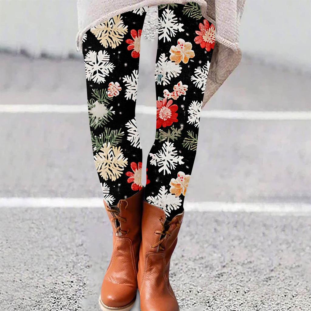 Женские брюки с рождественским принтом, эластичные, мягкие, повседневные, домашние, спальные брюки