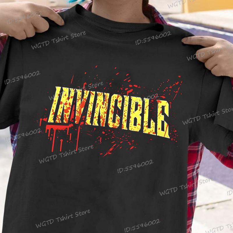 Принтованные футболки Invincible с брызгами крови для мужчин женщин мерч Харадзюку уличная одежда футболка взрослая аниме для мужчин женщин футболка