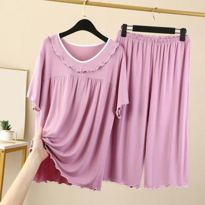 Женский комплект из двух частей пижамы с круглым вырезом и короткими рукавами, подходящие широкие рубашки