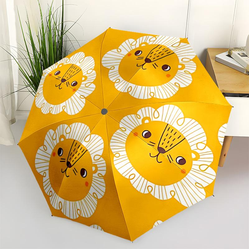 1pc Lion Pattern Automatic Opening and Closing Folding Umbrella with 8 Iron Ribs - Portable, Foldable for Travel yy251124124