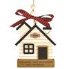 Рождественский кулон в форме деревянного дома, клетчатый декор с бантом, подвесной орнамент, 2-слойный деревянный кулон из материала с ремешком, украшение для дома