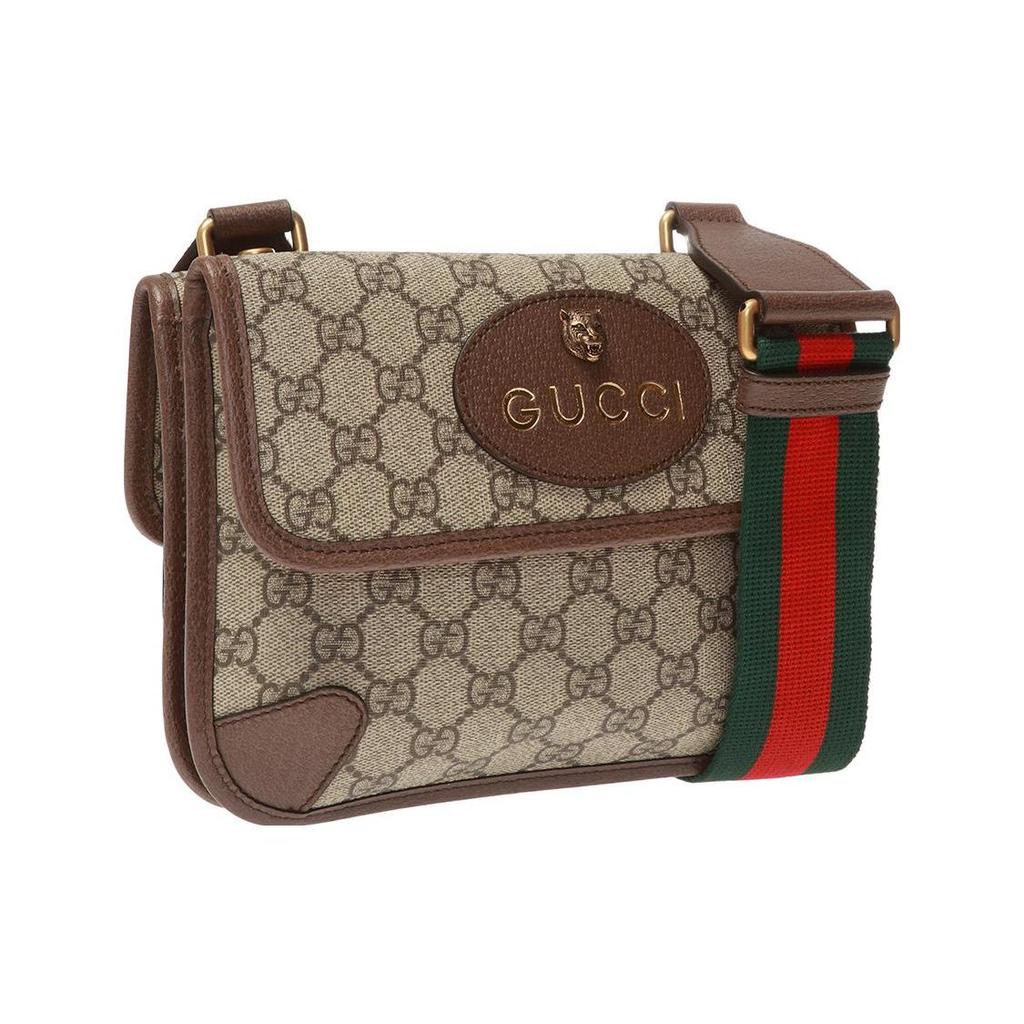 Gucci Сумка через плечо Gucci GG Supreme с двусторонним дизайном и изображением головы тигра, на магнитной застежке, из канвы с отделкой из кожи, маленькая, унисекс, 501050-9C2VT-8745