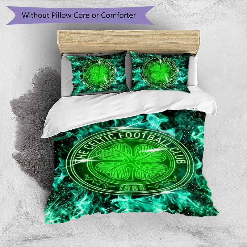 Celtic FC Printed 3PCS Bedding Set Breathable Duvet Cover with Pillowcases Decorative Bed Linen for Bedroom Home