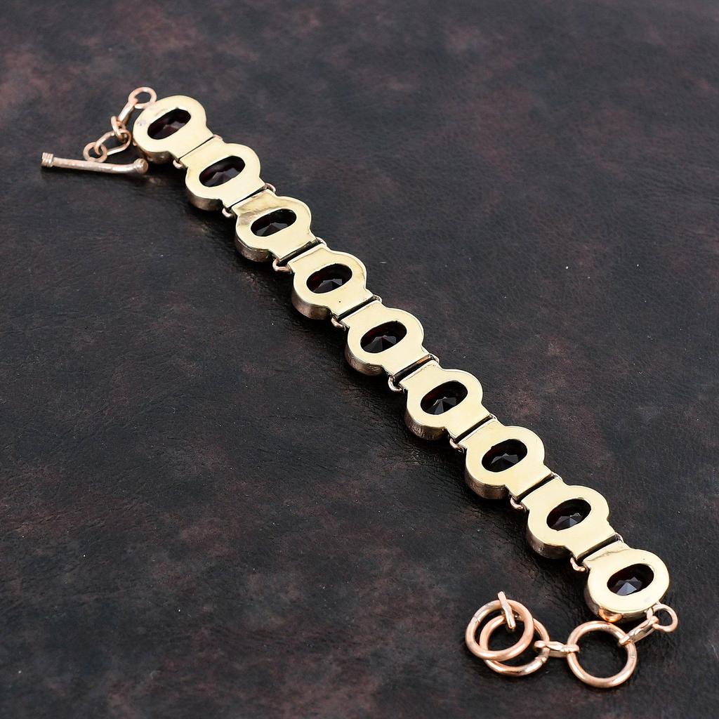 Граненый Мозамбикский Гранат Браслет Медный Браслет Из Драгоценных Камней Регулируемый Браслет-Цепочка Медные Ювелирные Изделия Антикварные Ювелирные Изделия Ручной Работы Подарки Для Нее