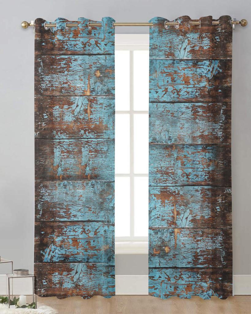 Ретро-прозрачные шторы с древесным рисунком для украшения гостиной, оконные шторы для кухни, тюль, вуаль, органза, шторы