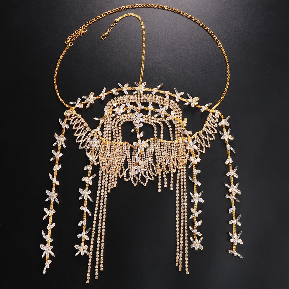 Shinny Stonefans Zircon Tassel Head Chain Jewelry Indian for Women 1920s Flapper Cap Headpieces Bridal Art Deco Party Hair Accessories