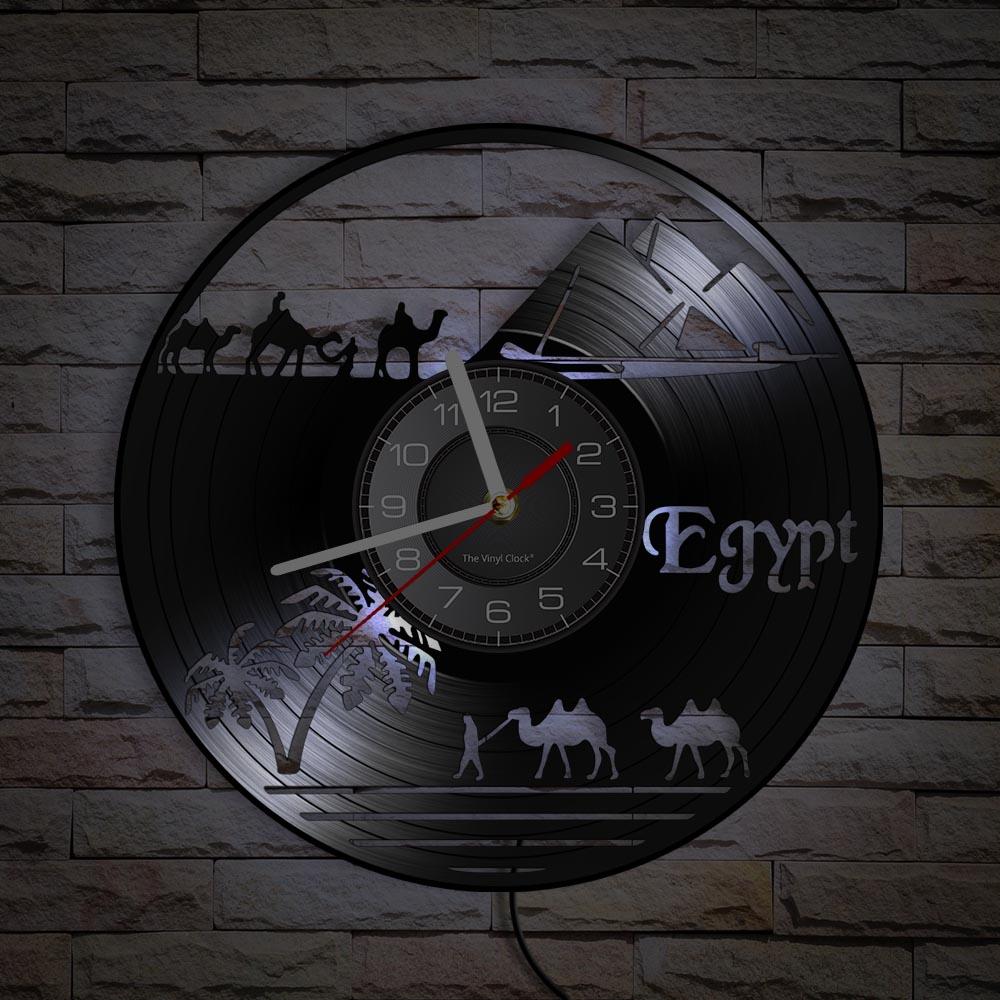 Египетская тема, пирамида, винтажные настенные часы, пустынный мир, Сахара, верблюд, декоративные настенные часы, уникальный подарок для путешествий в Африку