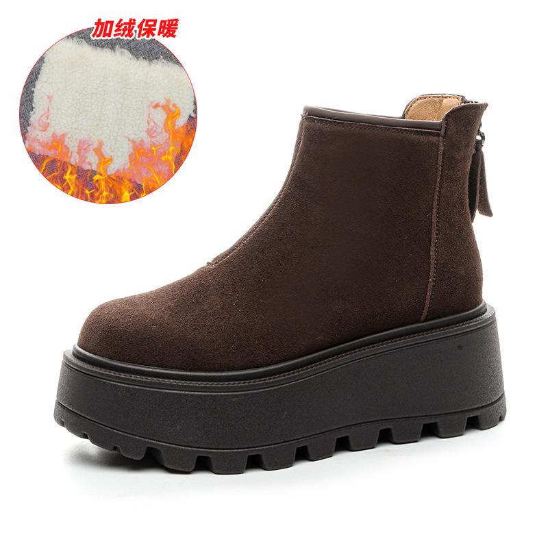 New Autumn and Winter Versatile Height-increasing Short Boots Women's Small Muffin Women's Boots Velvet Thick-soled Martin Boots