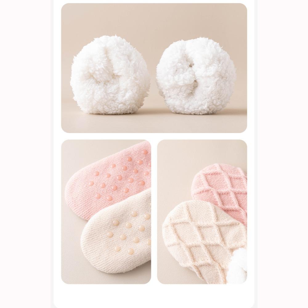 Solid Coral Fleece Socks Non-slip Cotton Socks-Short New Floor Socks  Autumn Winter