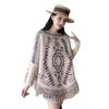 804 #Retro Ethnic Style Fringed Knitted Shawl Loose Pullover Temperament Long Sleeve Printed Sweater Cape Shawl
