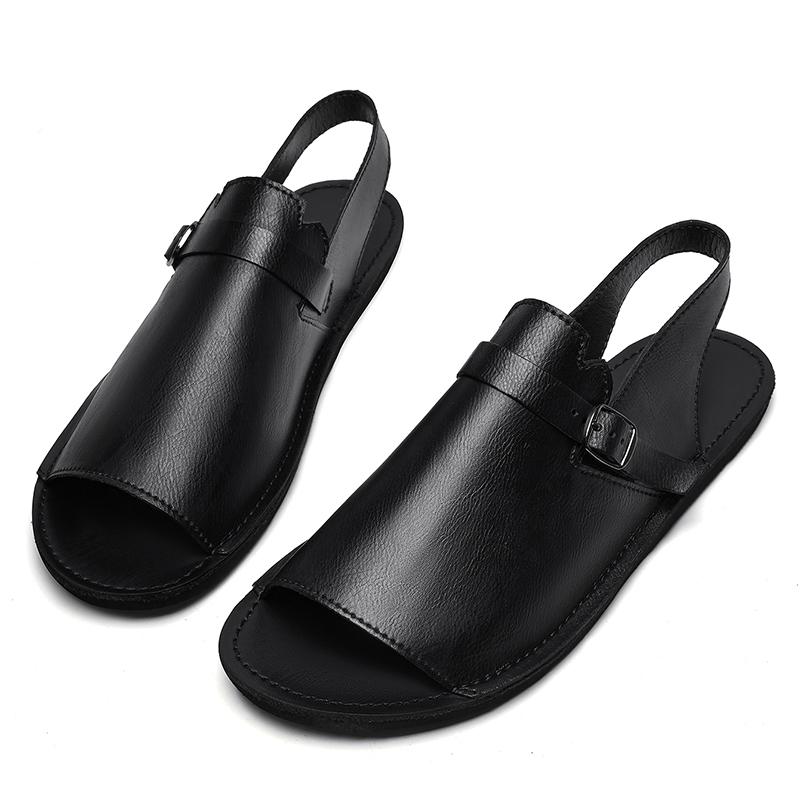 Fashion Hot Sale Men's Casual Leather Sandals Lightweight Slip-Resistant Sole Sandaly Breathable Comfortable Slippers Male Beach Shoes