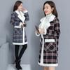 Womens Casual Fashion Coat Ladies Printed Winter Overcoats Female Midi Plush Warmer Outwear