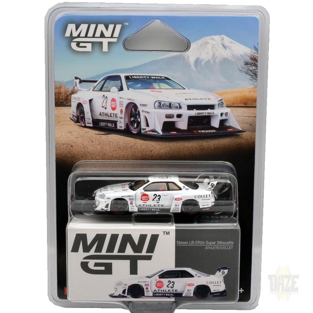 Масштаб MINI GT NISSAN SUPER SILHOUETTE США Эксклюзив MiJo Toys NISSAN SUPER SILHOUETTE Упаковка-блистер 164 LB-ER34 ATHLETE/COLLET LB-ER34