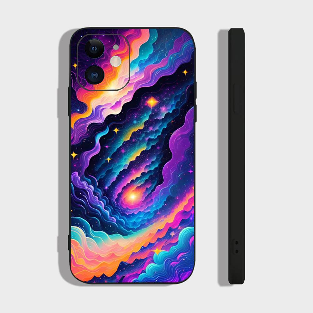 Colorful Starry Sky Galaxy Phone Case For IPhone 17 Air 16 15 14 13 Pro Max 11 12 Black Silicone Cover