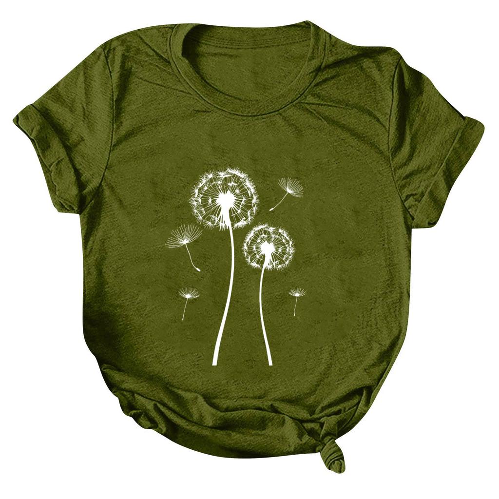 Women's Fashion Casual Printed Round Neck Pullover Short Sleeve T-Shirt Top