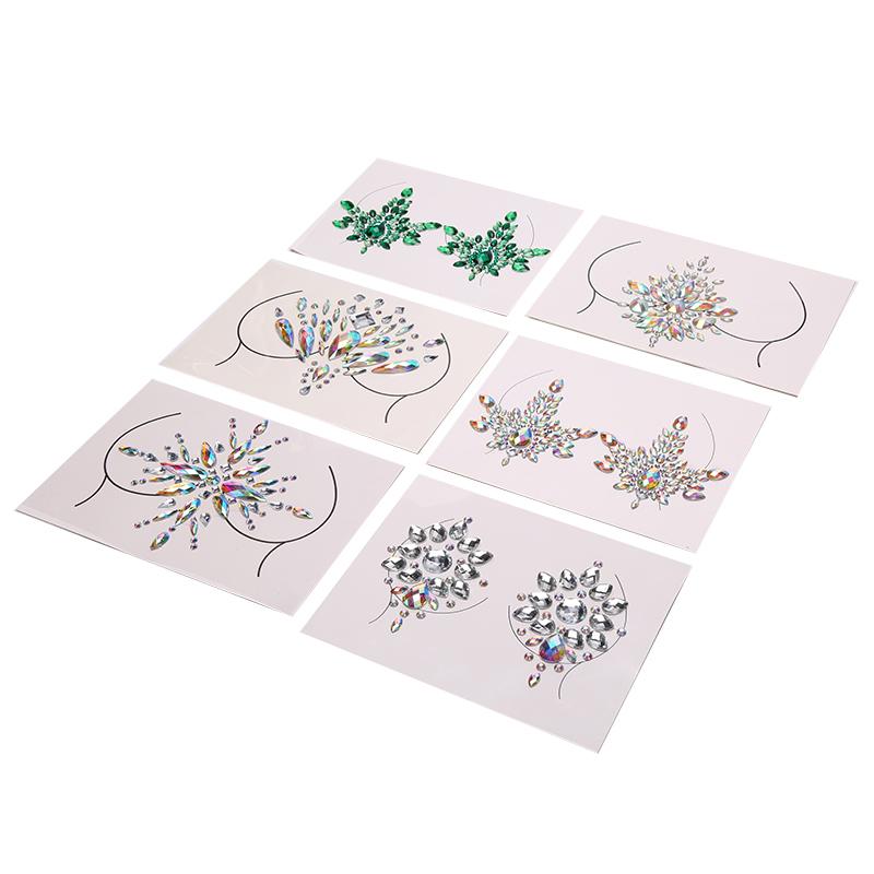 Акриловые кристаллические наклейки на соски, клейкие наклейки на грудь, сексуальные наклейки