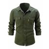 Spring Autumn Pockets Button Up Shirt Men's Washed Elastic Pure Cotton Men Long Sleeve Shirts