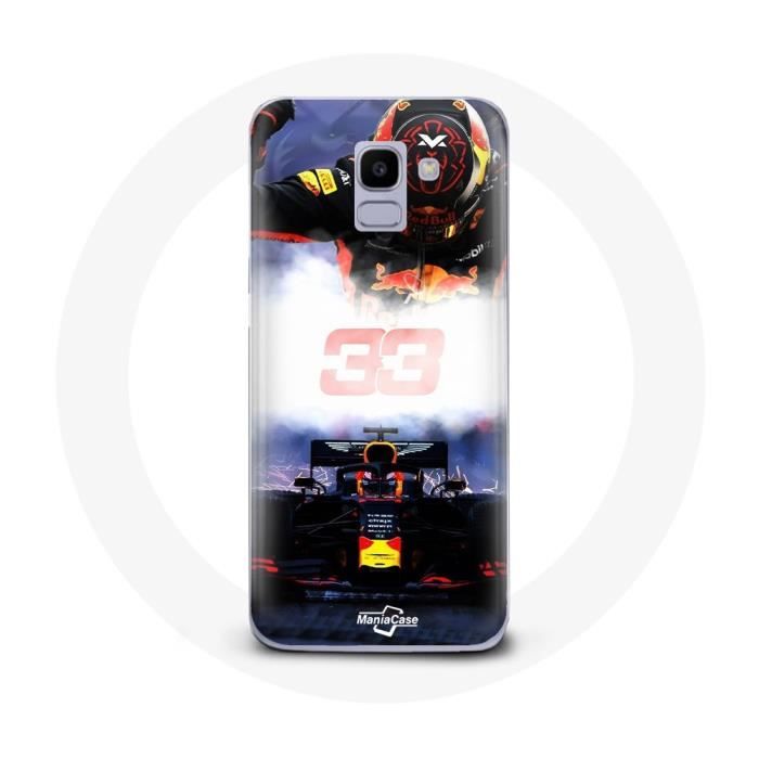 Coque pour Samsung Galaxy A8 2018 Formule 1 Max Verstappen Pilote de F1 noir rouge et jaune