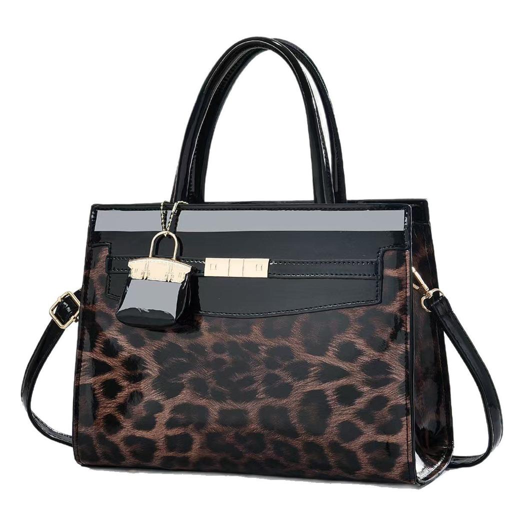 Новая сумка с леопардовым принтом, высокого уровня внешнего вида, усовершенствованная дизайнерская сумка-пэчворк с большой вместимостью через плечо