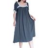 AICA Lightweight and Stretch Rayon Loose Gathered Short Square Solid One Size Dark Gray Women's Nightgown/Pajama Dress, Cool, Cut-and-Sew, Fit, Lace,