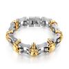 Heavy 316L Stainless Steel Gold Black color Skull Motorcycle Chain Bracelet Men's Jewelry