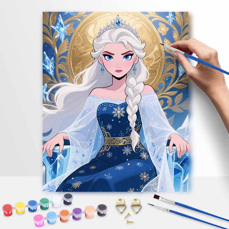 Disney digital oil painting art kit ice queen snow crystal handmade diy home decorations