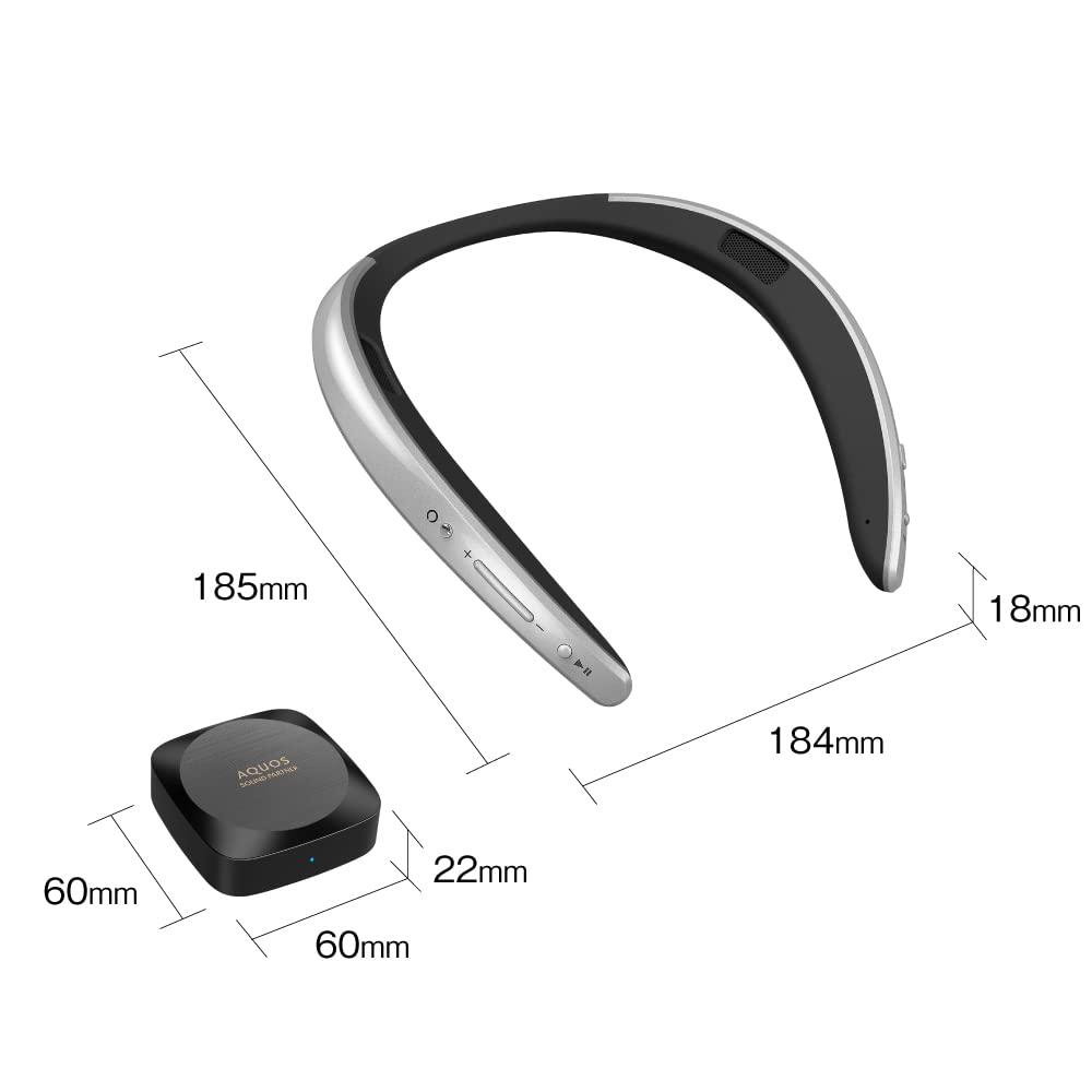 Sharp Носимая шейная акустическая система AQUOS Sound Partner, оснащенная Bluetooth-гарнитурой Amazon Alexa, водонепроницаемая, серебристая, AN-SC1-S