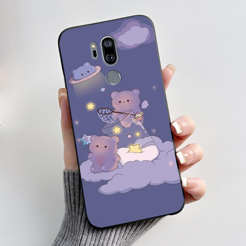 Милый Чехол Для LG G7 thinQ Capa Coque Печатный Корпус Защитная Крышка Для LG G7thinQ Fundas Мягкий Силикон Мультяшный Черный Корпус