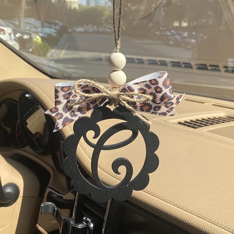 Wooden Car Charms for Rear View Mirror, Leopard Car Mirror Hanging Accessories, Personalized Car Accessories Cheetah Print, Interior Aesthetic
