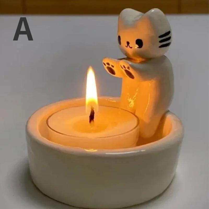 1 шт. Подсвечник Котёнок Согревающие Лапки Мультяшный Подсвечник Забавный Креативный Милый Ароматный Термостойкий Поделки Домашний Декор