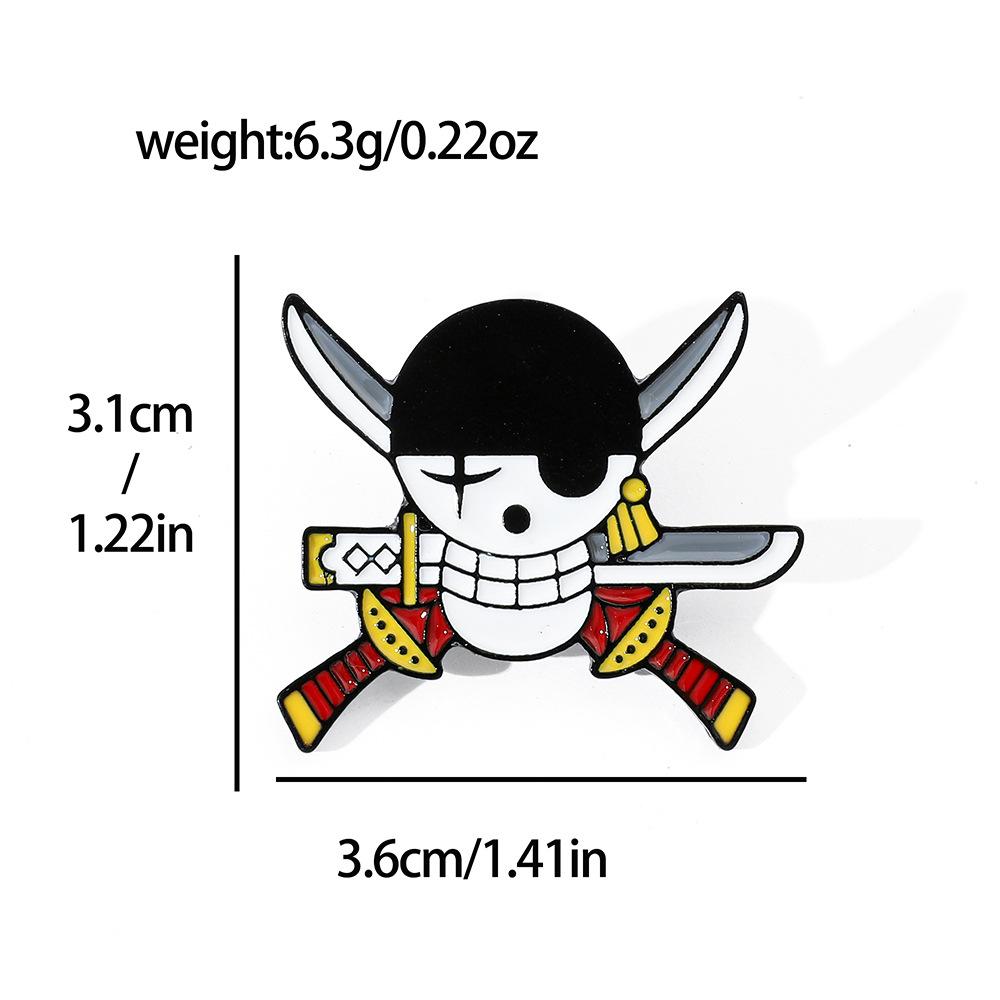 Персонализированный креативный металлический значок из аниме ONE PIECE, аксессуары, сплав с черепом, брошь-булавка с каплей масла, украшение