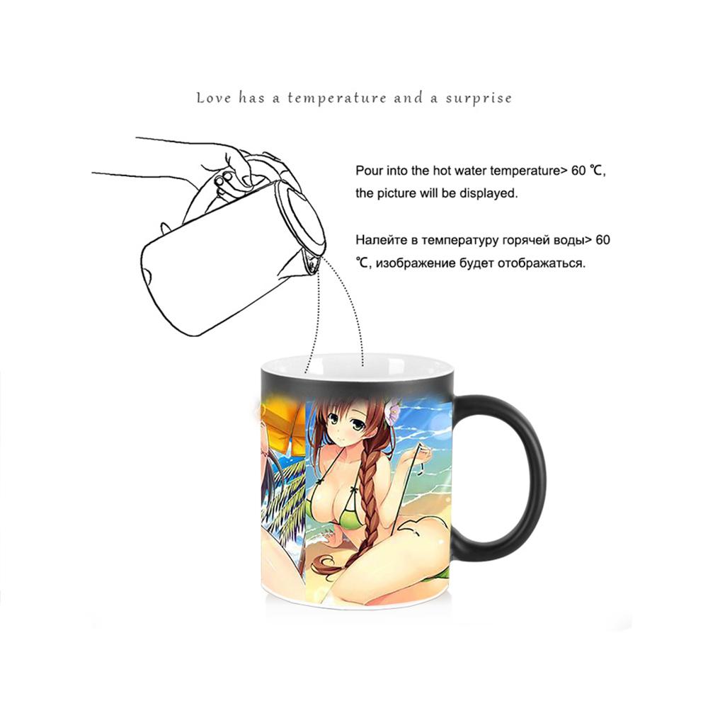 Творческая кружка, меняющая цвет, Sunshine Beauty BSKT-145 Kawaii Cup Керамические кофейные чашки Оптовая продажа фарфоровых кружек Бесплатная доставка Аниме