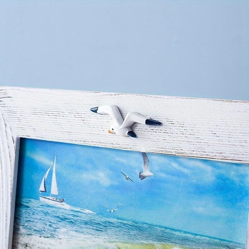 6-дюймовые фоторамки в природном стиле для спальни, парусная лодка, морская ракушка, деревянные рамки с морскими птицами