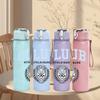 1PC Club Emblem Logo Print 750ml Color Plastic Sports Water Bottle Leakproof Flip Straw Lid Suitable for Sports Office Home Use