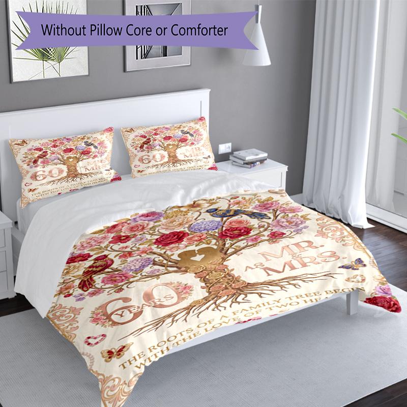 Happy 60th Birthday Celebration 3‑Piece Bedding Set,Soft Breathable Duvet Cover & 23 Pillowcases,Multi‑Purpose for Bedroom Dorm Guest Room,Great Festi