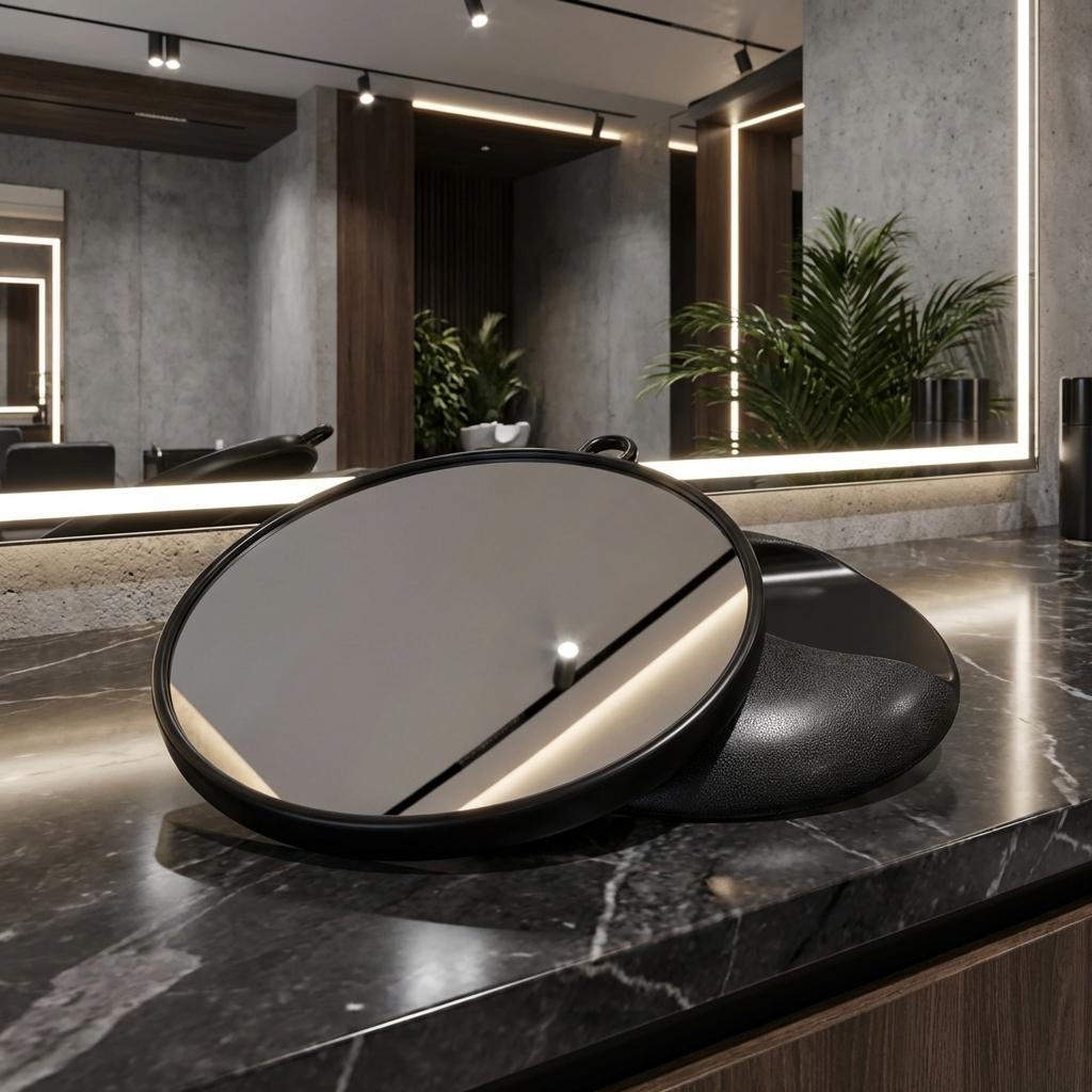 Round Hairdressing Mirror With Handle For Hairdressing Salon Round
