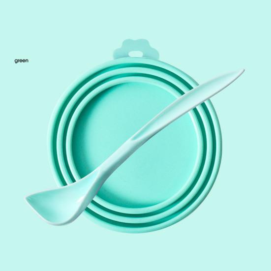 Pet Food Can Cover Reusable Silicone Sealed Can Cover with Spoon Fits 3 Standard Size Food Cans for Pet Food Cans or Canned Goods