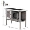 Wooden Rabbit Hutch With Asphalt Roof Feeder Removable Tray And 2 Doors 91 X 46 X 71 Cm Gray
