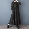 Long Sleeve Oversized Black Vintage Pleated New In Dresses for Women Casual Loose Spring Autumn Shirt Dress Elegant Clothing